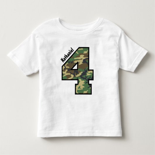 4e Verjaardag Jongen Camo Vier Jaar Aangepaste Naa Kinder Shirts (Voorkant)