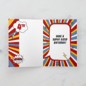 4e verjaardag Jongen Superheld Comic Theme Kaart (Binnen)