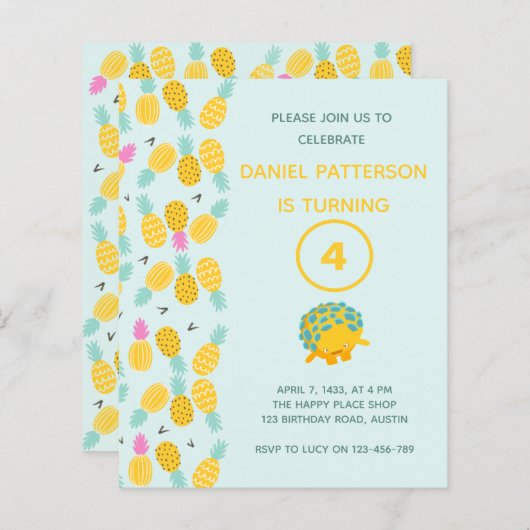 4e verjaardag Jongen verjaardagskaart (Voorkant / Achterkant)