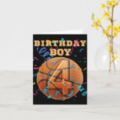 4e Verjaardag Jongen Vier 4 Jaar Oude Basketbal Sp Kaart (Gele Bloem)