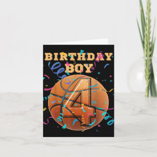 4e Verjaardag Jongen Vier 4 Jaar Oude Basketbal Sp Kaart