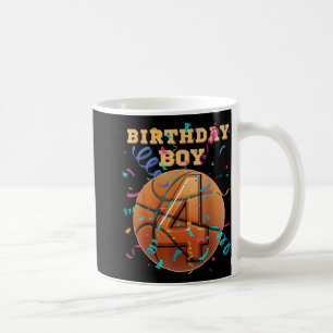 4e Verjaardag Jongen Vier 4 Jaar Oude Basketbal Sp Koffiemok