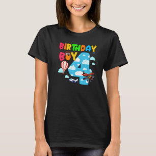 4e verjaardag jongen vliegtuigpiloot 4 jaar oud he t-shirt