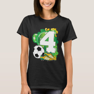 4e verjaardag jongen voetbal thema feest 4 jaar ou t-shirt