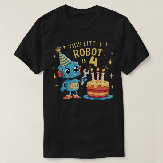 4e Verjaardag Jongens 4 Jaar Oude Robotica Robot 4 T-shirt (Design voorkant)