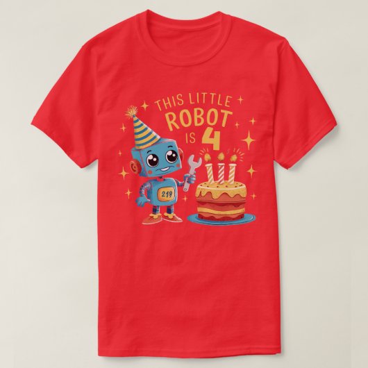 4e Verjaardag Jongens 4 Jaar Oude Robotica Robot 4 T-shirt (Design voorkant)