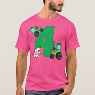 4e verjaardag jongens tractor boer 4 jaar verjaard t-shirt