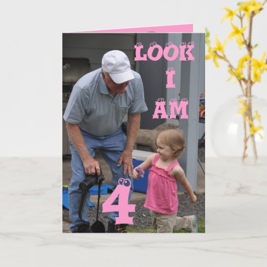 4e verjaardag kaart (Gele Bloem)