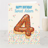 4e Verjaardag Kaart met Chocolate Donut Design (Voorkant)
