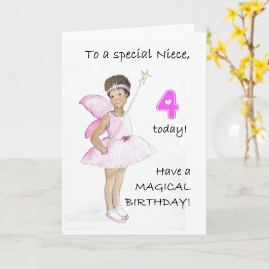 4e verjaardag Kaart voor een nichtje (Gele Bloem)