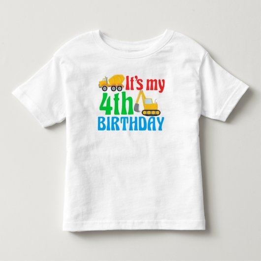 4e verjaardag Kinder Bouwwagenpartij Shirts (Voorkant)
