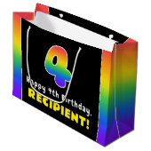 4e verjaardag: kleurrijke regenboog # 4, aangepast groot cadeauzakje (Voorkant Gekanteld)