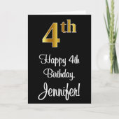 4e verjaardag ~ Luxurieuze Faux Gold-look # Kaart (Voorkant)