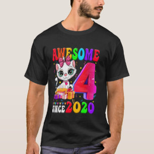 4e verjaardag meisje feestje Cute kat 4 jaar oud A T-shirt