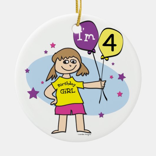 4e verjaardag meisje keramisch ornament (Voorkant)
