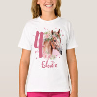 4e verjaardag meisje paard pastel roze vier jaar