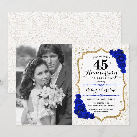 4e verjaardag met foto - saffier witgoud kaart (Voorkant / Achterkant)