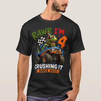 4e Verjaardag Monstertruck Die Het Doet T-shirt