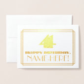 4e verjaardag; naam + artikel deco geïnspireerde l folie kaarten (Voorkant met envelop)