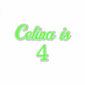 4e verjaardag Neon Green Custom Age Name Color Sticker (Voorkant)