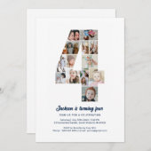 4e verjaardag nummer 4 aangepaste fotocollage kaart (Voorkant / Achterkant)