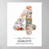4e verjaardag Nummer 4 foto collage aangepaste fot Poster (Voorkant)