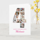 4e verjaardag nummer 4 fotocollage gepersonaliseer kaart (Gele Bloem)