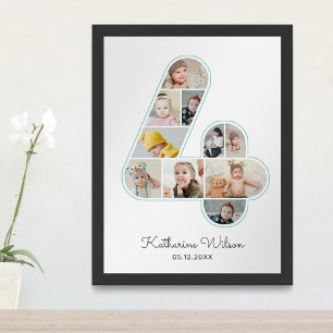 4e verjaardag nummer 4 fotocollage Kinder kinderka Poster