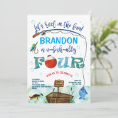 4e verjaardag O-vis-ally Kleine visser vissen Kaart (Staand voorkant)