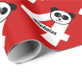 4e verjaardag PANDA 4 jaar oude gezagvoerdersnaam Cadeaupapier (Rol Hoek)