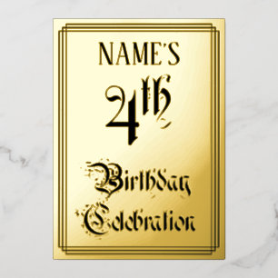 4e verjaardag Partij - Legant Manuscript + de Naam Folie Uitnodiging