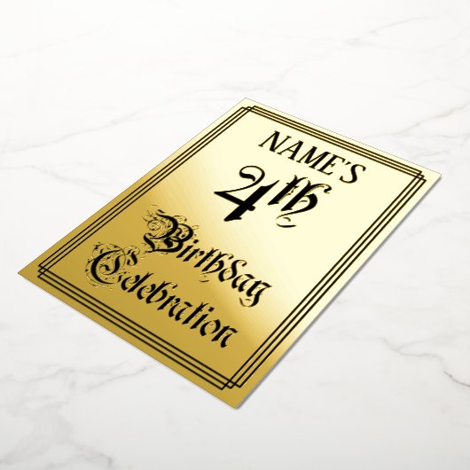 4e verjaardag Partij - Legant Manuscript + de Naam Folie Uitnodiging (Gedraaid)