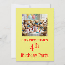 4e verjaardag Party uitnodiging Teddy Bears Party