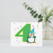 4e verjaardag Penguin Briefkaart (Staand voorkant)