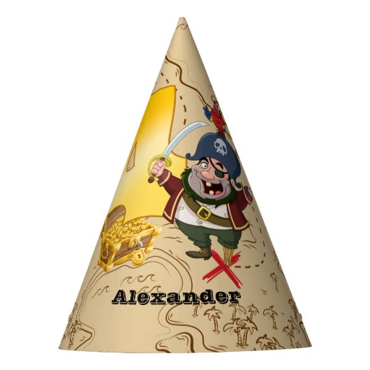 4e verjaardag Pirate Treasure Kaart Feesthoedjes (Voorkant)