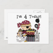 4e verjaardag Pirate Tshirts en geschenken Briefkaart (Voorkant / Achterkant)