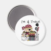 4e verjaardag Pirate Tshirts en geschenken Magneet (Voorkant / Achterkant)