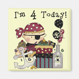 4e verjaardag Pirate Tshirts en geschenken Magneet