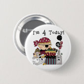 4e verjaardag Pirate Tshirts en geschenken Ronde Button 5,7 Cm (Voorkant /achterkant)