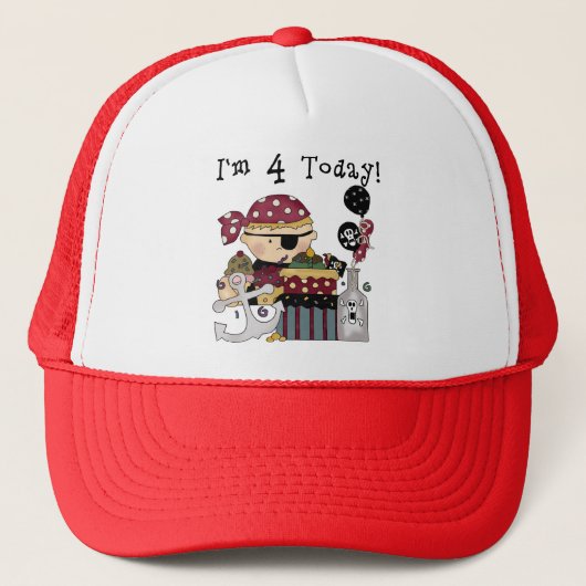4e verjaardag Pirate Tshirts en geschenken Trucker Pet (Voorkant)