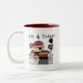 4e verjaardag Pirate Tshirts en geschenken Tweekleurige Koffiemok (Links)