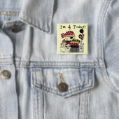 4e verjaardag Pirate Tshirts en geschenken Vierkante Button 5,1 Cm (In situ)