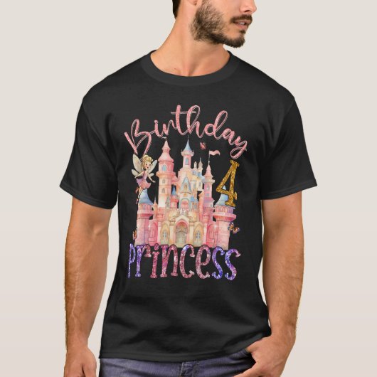 4e verjaardag prinses fee 4 jaar oud sprookje t-shirt (Voorkant)