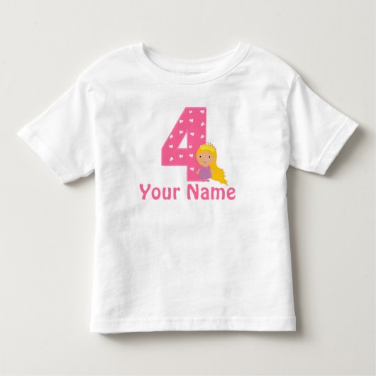 4e verjaardag prinses meisjes gepersonaliseerd Shi Kinder Shirts (Voorkant)