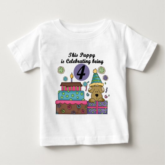 4e verjaardag Puppy T-shirts en geschenken (Voorkant)