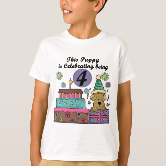 4e verjaardag Puppy T-shirts en geschenken (Voorkant)