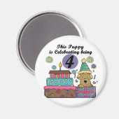 4e verjaardag Puppy T-shirts en geschenken Magneet (Voorkant / Achterkant)