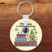 4e verjaardag Puppy T-shirts en geschenken Sleutelhanger (Voorkant)