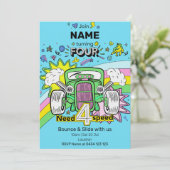 4e Verjaardag Rainbow Hot Rod Need 4 Speed Invite Kaart (Staand voorkant)