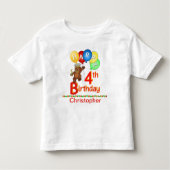 4e Verjaardag Regal Teddy Beary Aangepaste naam Kinder Shirts (Voorkant)